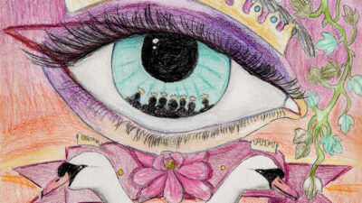 “In the Eye of Nobility” by Tahirih Arzú Pantalone, Graphite and colored pencils on paper, 11 x 14 inches, from Created Noble – Worthy by Design