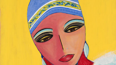 “Woman in Yellow” by Elizabeth Harvey, Acrylic, 24 x 24 inches, from Created Noble – Worthy by Design