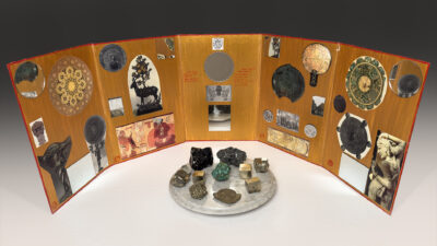 “Mirror Icon” by Eleanor Mitten, Mirrors, acrylic paint, paper, cardboard, 60 x 19 inches, from Created Noble – Worthy by Design