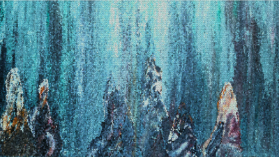 Alea Morren, Patiently Waiting 1, Mixed media: Acrylic painting & digital design 16 x 8 inches