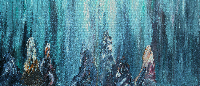 Alea Morren, Patiently Waiting 1, Mixed media: Acrylic painting & digital design 16 x 8 inches