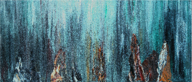 Alea Morren, Patiently Waiting 2, Mixed media: Acrylic painting & digital design 16 x 8 inches