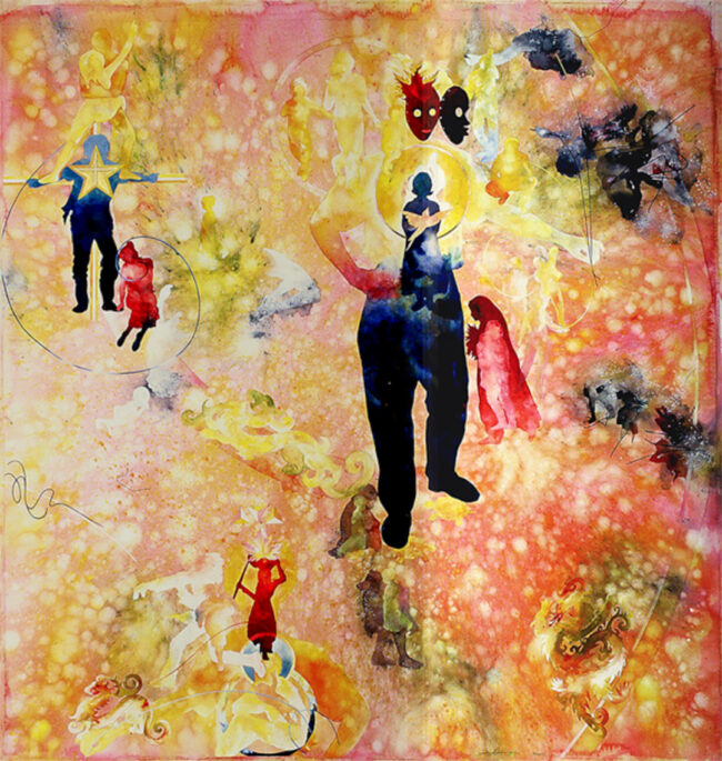 Jalaliyyih Quinn, PRESENTLY, Watercolor, 40 x 44 inches