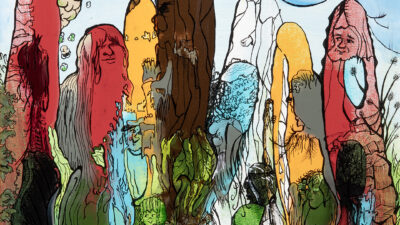 E. C. Phillips, Hidden Faces of Immigrants, Acrylic paint and gel pen ink, 17 x 21 inches