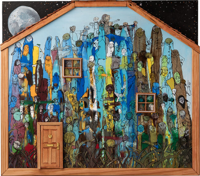 E. C. Phillips, Humanity: One World, One Family, One Household, Acrylic paint and gel pen ink, 24 x 27&frac12; inches