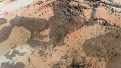 Gary Heise, This Soft Earth, Ink and watercolor on rice paper, 13.5 x 13.5 inches
