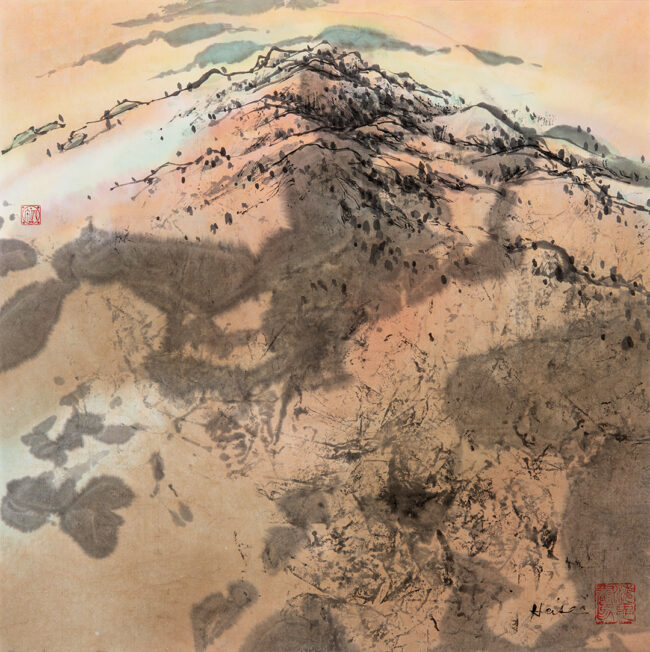 Gary Heise, This Soft Earth, Ink and watercolor on rice paper, 13.5 x 13.5 inches