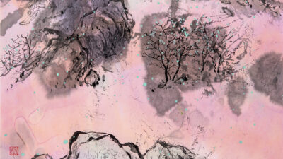 Gary Heise, Nocturnal Shadows, Ink and watercolor on rice paper, 13.5 x 13.5 inches