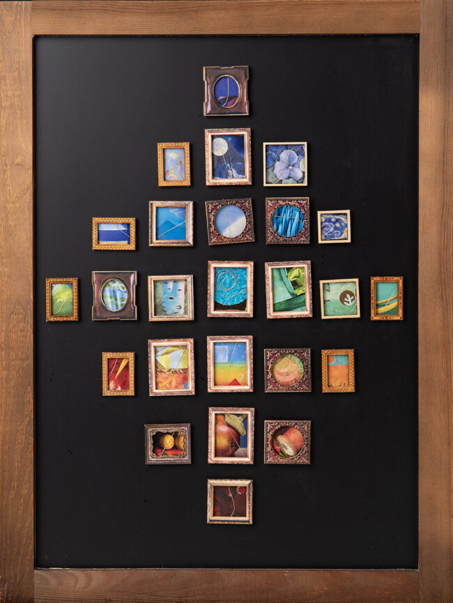 Susan Engle, Toward a Golden Age, Paper, acrylic paint, thread, 18 x 24 inches