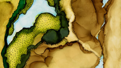 Inger Gregory, Imagining the “Silk Road” Journey, Alcohol ink on clayboard, 16 x 20 inches