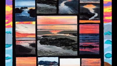 Cindy Jean Mathieson, Our Stained Glass Sunrise: We Are All Immigrants, Acrylic paint and photography, 11 x 14 inches