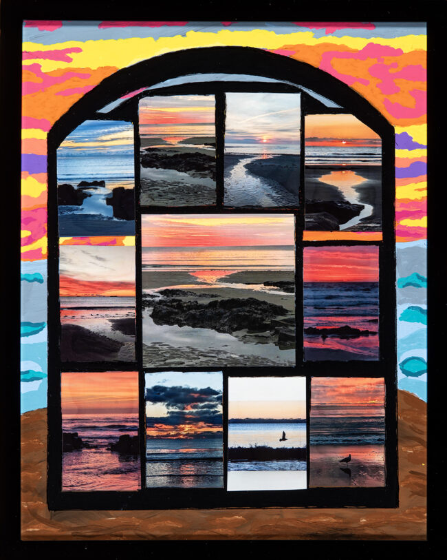 Cindy Jean Mathieson, Our Stained Glass Sunrise: We Are All Immigrants, Acrylic paint and photography, 11 x 14 inches