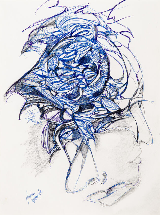 Donna Denize, New Face New Thought, Pen and Ink, 9 x 12 inches