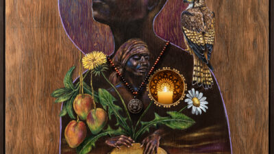 Gordon Arzu, Traveler 1 (Eternal Good bye), Acrylics on plywood, 51 × 35&frac34; inches