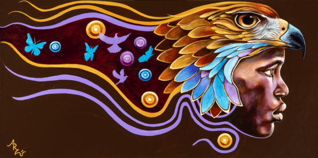 Gordon Arzu, Traveler 2 (La Odisea), Acrylics on Canvas, 48 x 24 inches