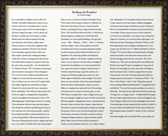 The Roots of a Wanderer, a poem by Timothy Regan